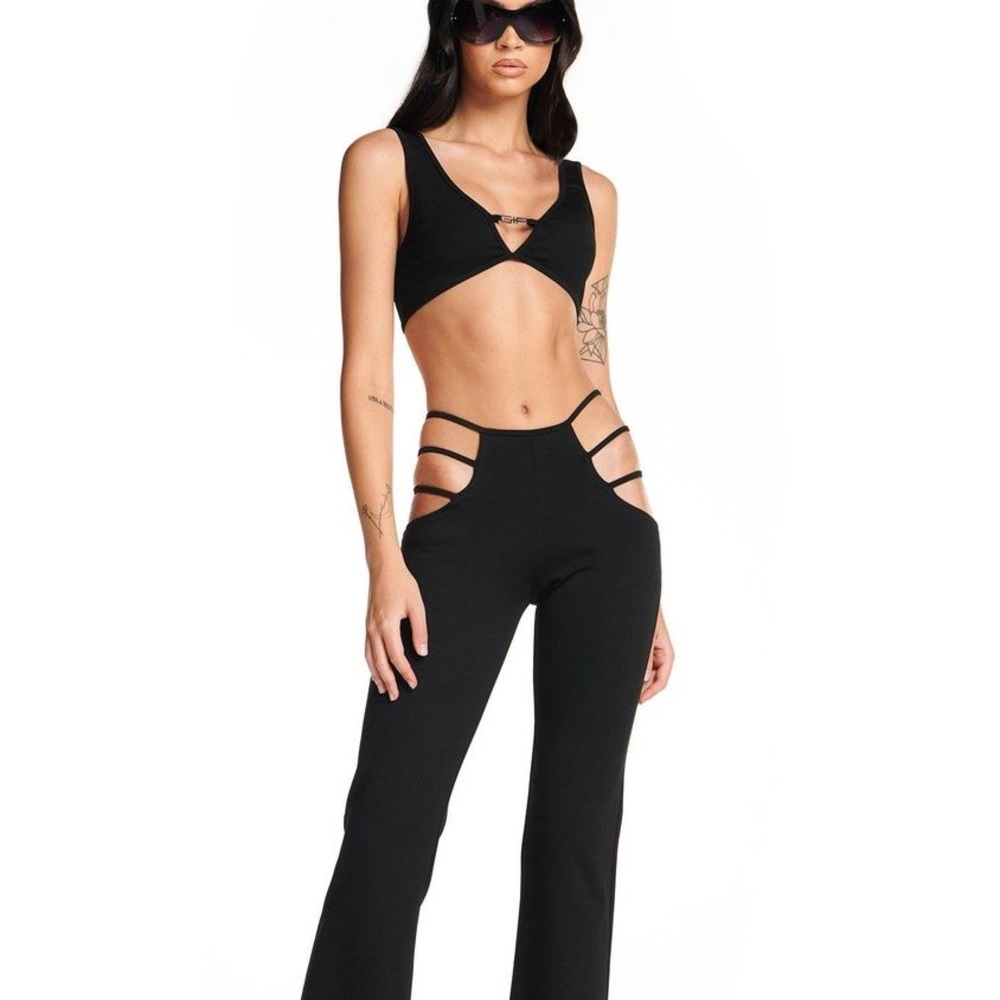 I Am Gia Lucid Black Bootleg Pants with Hip Cutouts